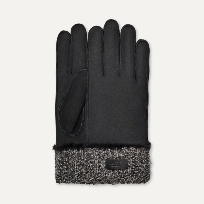 Handschoen met gebreide manchet van schapenvacht