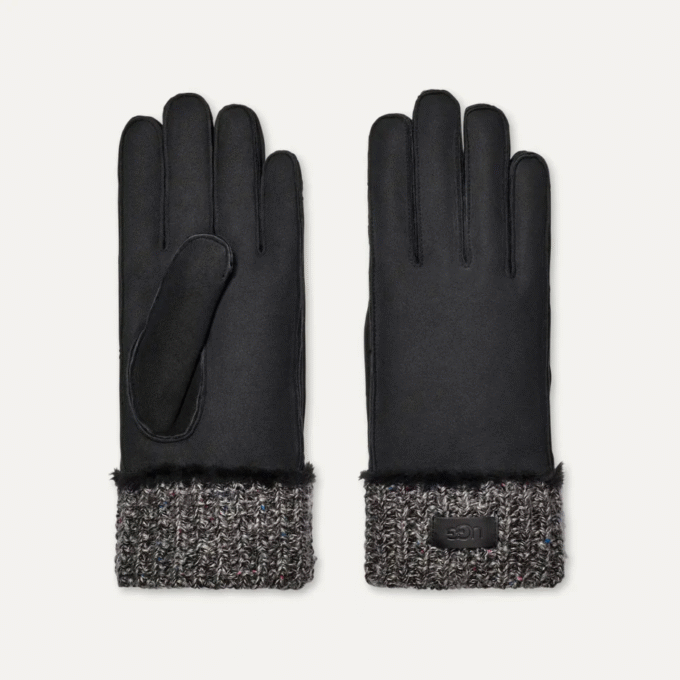 Handschoen met gebreide manchet van schapenvacht